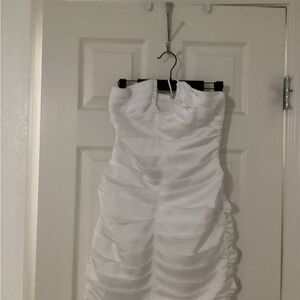 Astr White Strapless Ruffle Dress